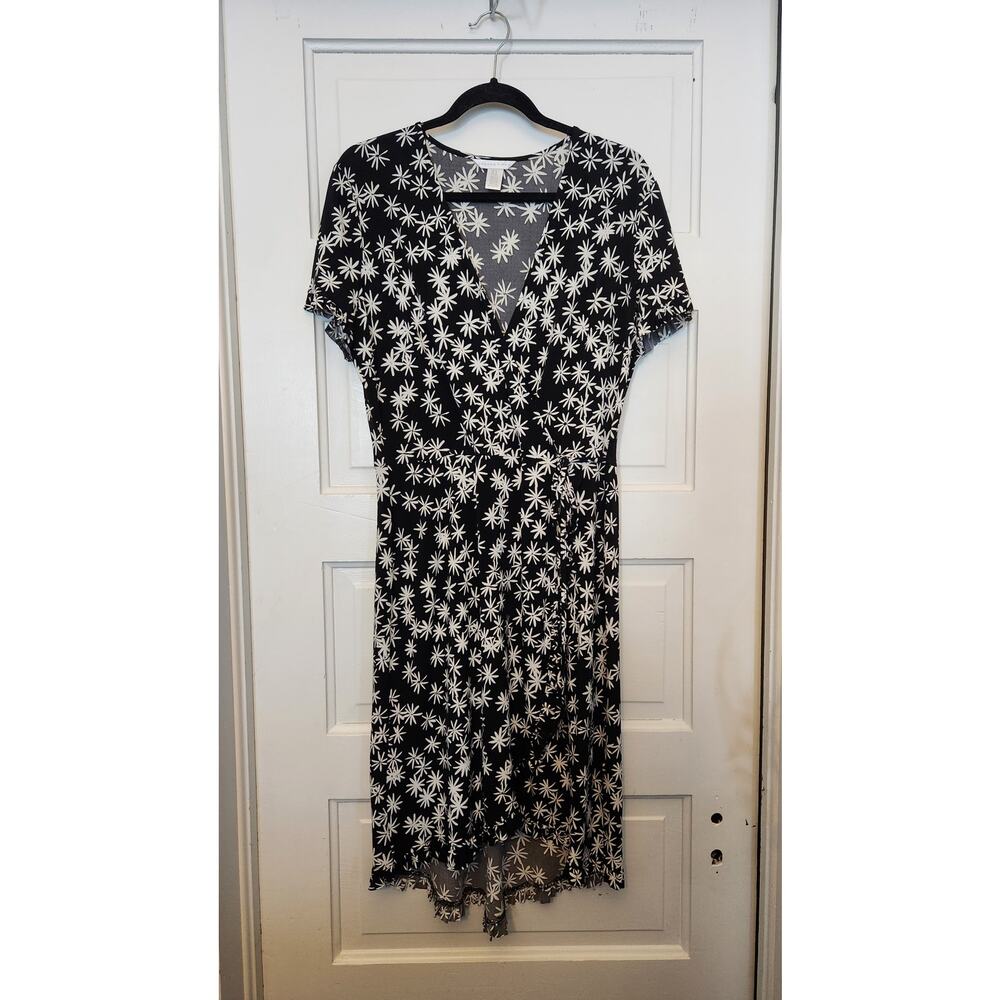 London Times Women's 12 Black Dress Flower Pattern Feminine Lightweight Simple